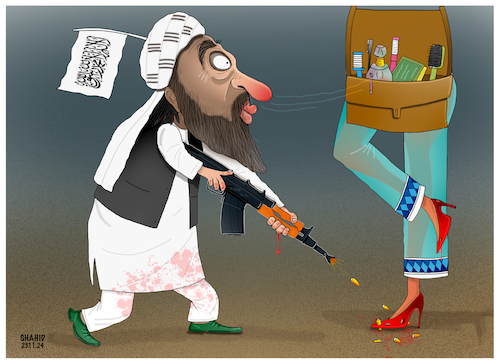 Cartoon: Another method of violence ! (medium) by Shahid Atiq tagged afghanistan