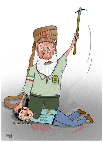 Cartoon: Iran and Afghan Refugees! (medium) by Shahid Atiq tagged afghanistan