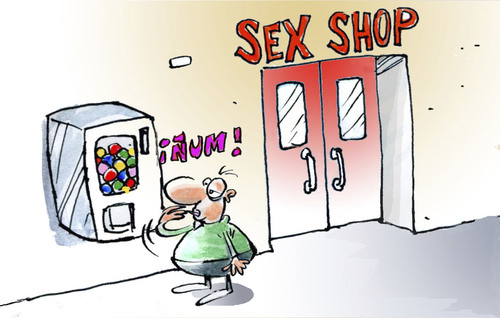 Cartoon: Sex Gum (medium) by llobet tagged gum,chewing,inchably,toy,sexshop