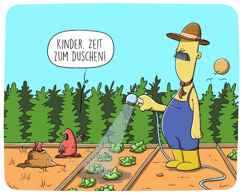 Cartoon: Duschen (medium) by SCHÖN BLÖD tagged thomas,luft,cartoon,duschen,dusche,gärtner,garten,beet,sprengen,gießen,wasser,hitze,tier,maulwurf,gemüse,thomas,luft,cartoon,duschen,dusche,gärtner,garten,beet,sprengen,gießen,wasser,hitze,tier,maulwurf,gemüse