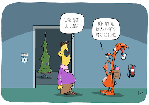 Cartoon: Krankheitsvertretung (medium) by SCHÖN BLÖD tagged thomas,luft,cartoon,lustig,krankheit,vertretung,osterhase,hase,weihnachten,weihnachtsbaum,christmas,thomas,luft,cartoon,lustig,krankheit,vertretung,osterhase,hase,weihnachten,weihnachtsbaum,christmas