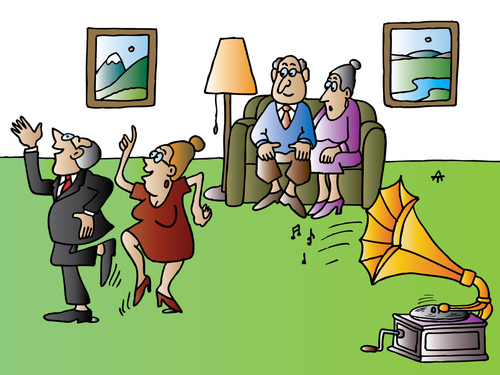 old people party cartoon