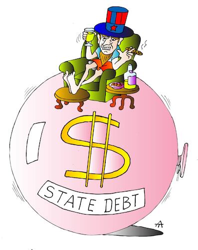 Cartoon: State Debt (medium) by Alexei Talimonov tagged debt