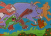 Cartoon: Flying Animals (small) by Cartoons and Illustrations by Jim McDermott tagged childrensbook fantasy animals frog cat pig turtle