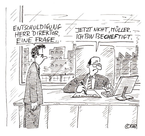 Cartoon: Scheff (medium) by Christian BOB Born tagged arbeit,chef,boss,direktor,angestellter,mitarbeiter,hierarchie,arbeit,chef,direktor,boss,angestellter,mitarbeiter,hierarchie