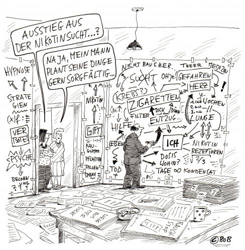 Cartoon: Sorgfältig (medium) by Christian BOB Born tagged nikotin,zigaretten,sucht,entzug,dick,zwang,neurose,ausstieg,planung,sorgfalt,ihr,mann,nikotin,zigaretten,sucht,abhängig,abhängigkeit,zigarette,rauchen,raucher,nichtraucher,entzug,aufhören,zwang,neurose,ausstieg,planung,plan,organisation,sorgfalt,ehepaar,beziehung,gesundheit,aussteiger,suchtverhalten,vorbereitung,strategie,vorgehensweise,psyche,psychologie