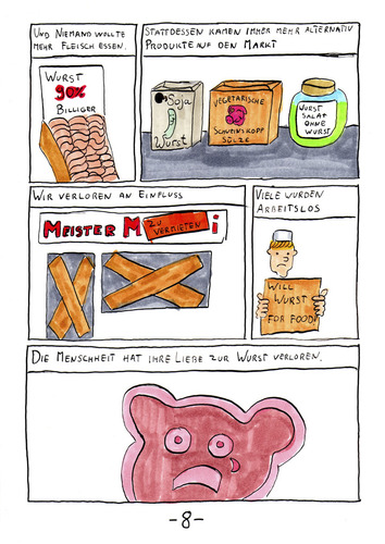 Cartoon: Legend of Transglutaminase (medium) by Blogrovic tagged 24h,comic,transglutaminase,klebefleisch,wurst,fleisch