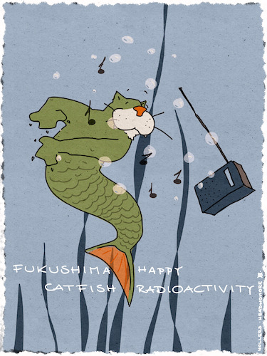 Cartoon: Catfish radioactivity (medium) by hollers tagged fukushima,catfish,radioactivity,radioactive,waste,mutation,happy,dance,music,radio,environment,pollution,japan,power,plant,fukushima,catfish,radioactivity,radioactive,waste,mutation,happy,dance,music,radio,environment,pollution,japan,power,plant