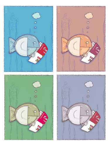 Cartoon: Fischdosenpop (medium) by hollers tagged andy,warhol,marilyn,monroe,campbells,tomato,soup,pop,art,fish,can,andy,warhol,marilyn,monroe,campbells,tomato,soup,pop,art,fish,can